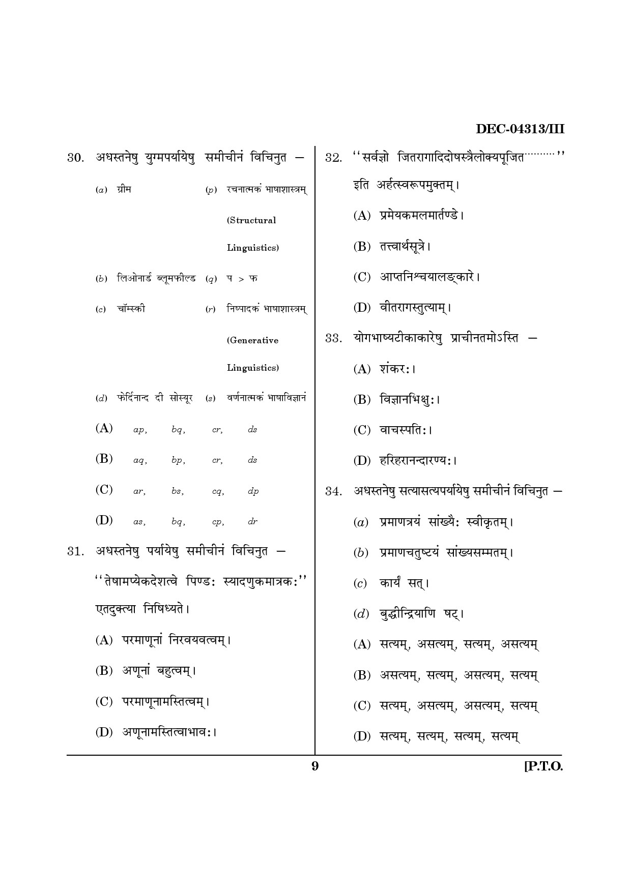 Maharashtra SET Sanskrit Question Paper III December 2013 8