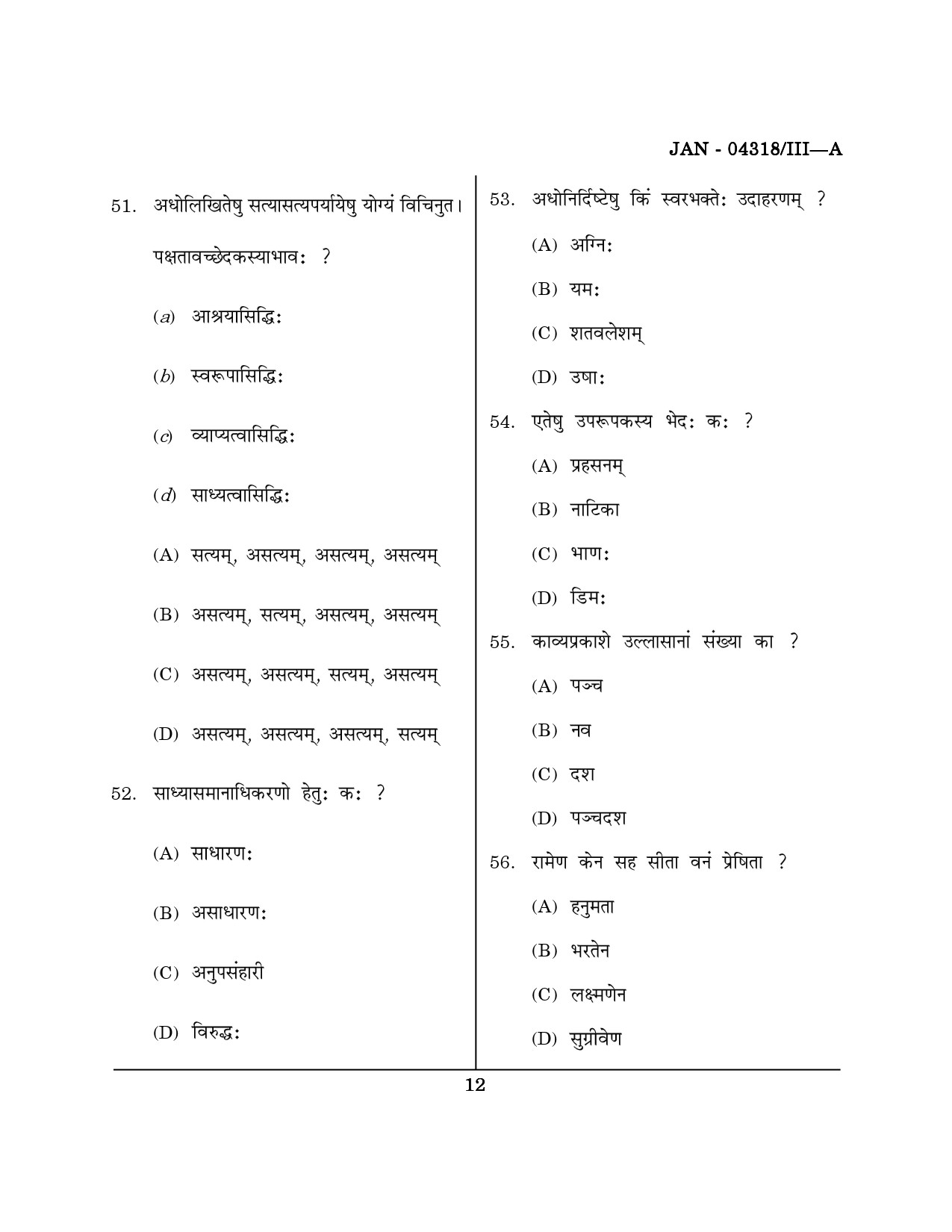 Maharashtra SET Sanskrit Question Paper III January 2018 11