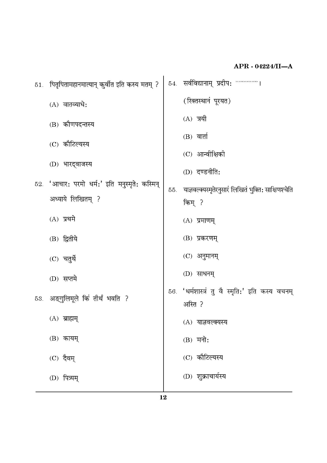 MH SET Sanskrit Question Paper II April 2024 11