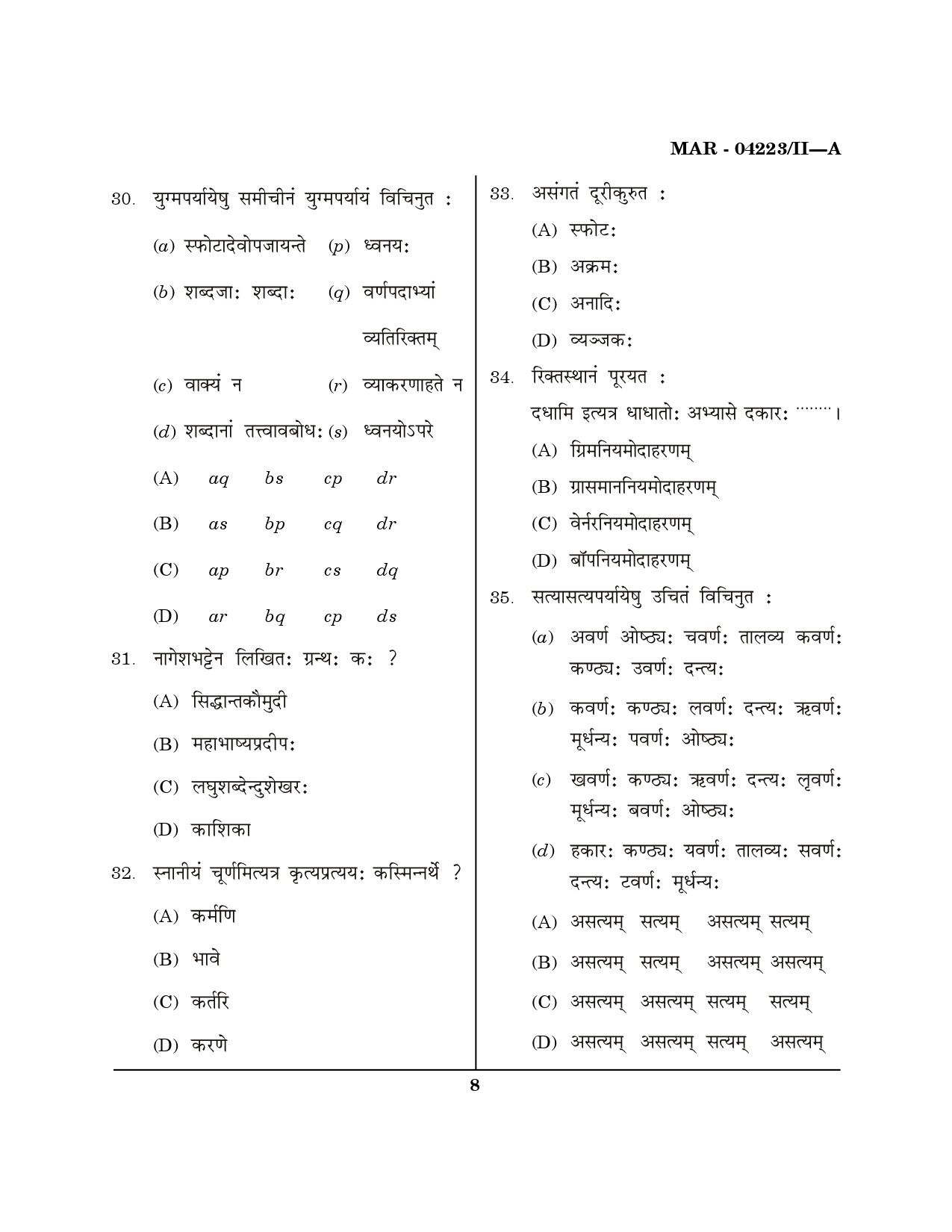 MH SET Sanskrit Question Paper II March 2023 7