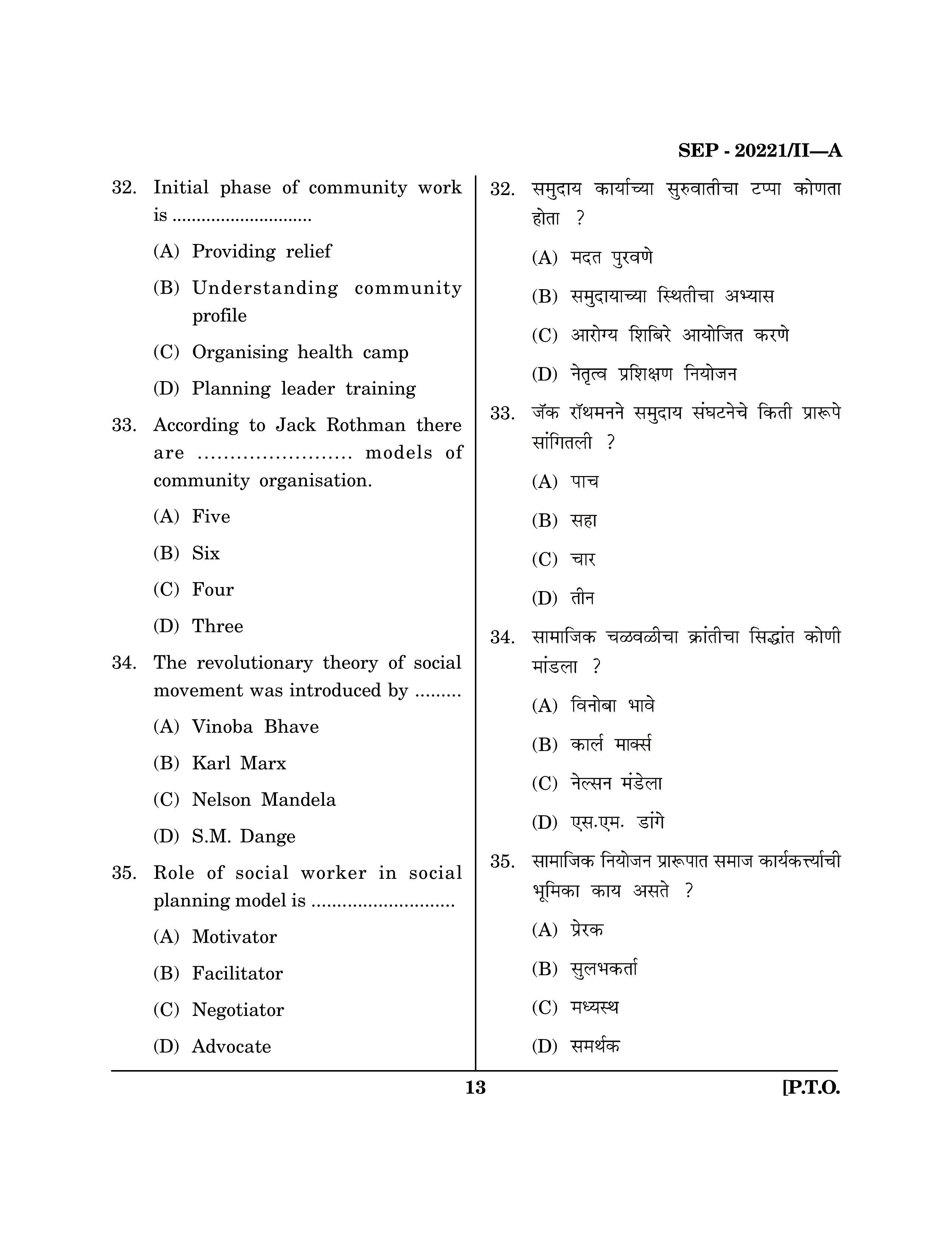 Maharashtra SET Social Work Exam Question Paper September 2021 12