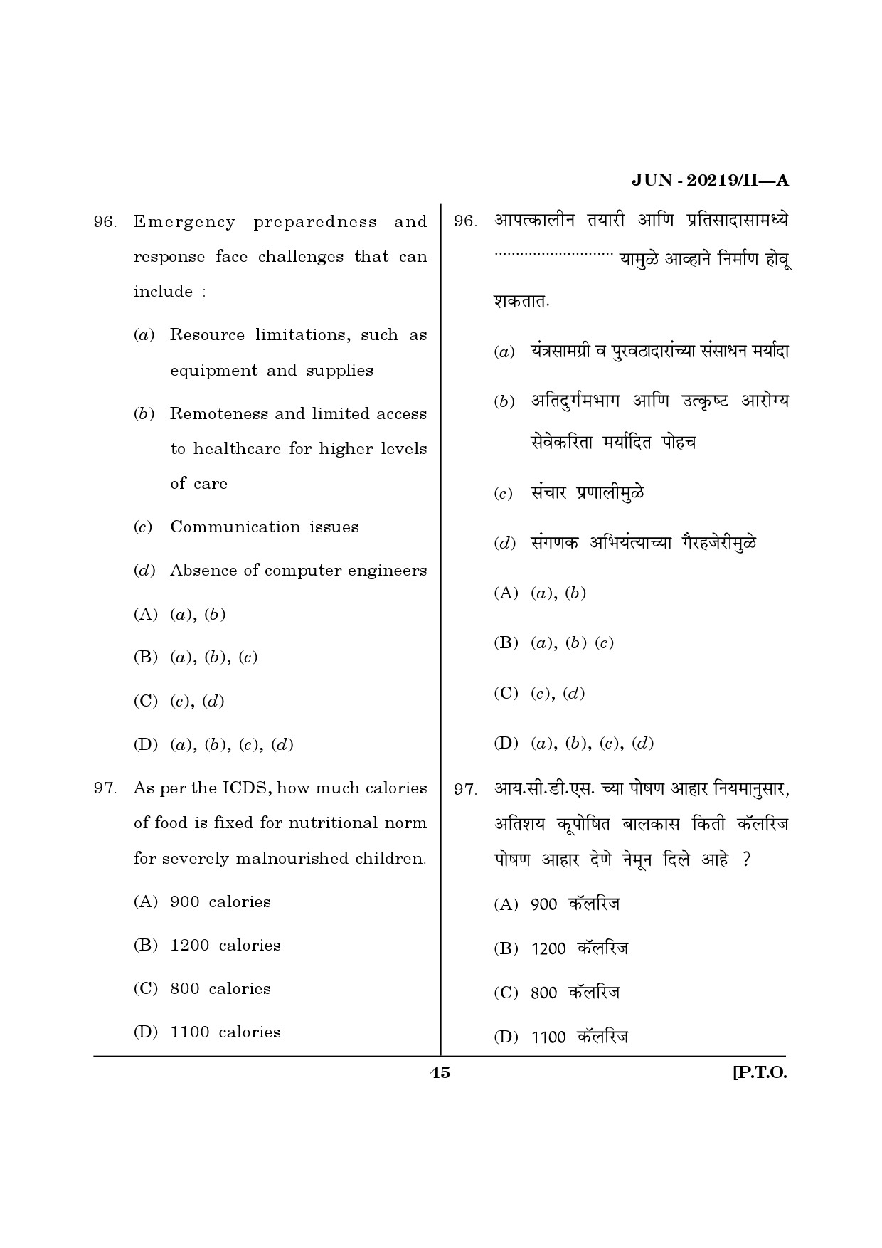 Maharashtra SET Social Work Question Paper II June 2019 44
