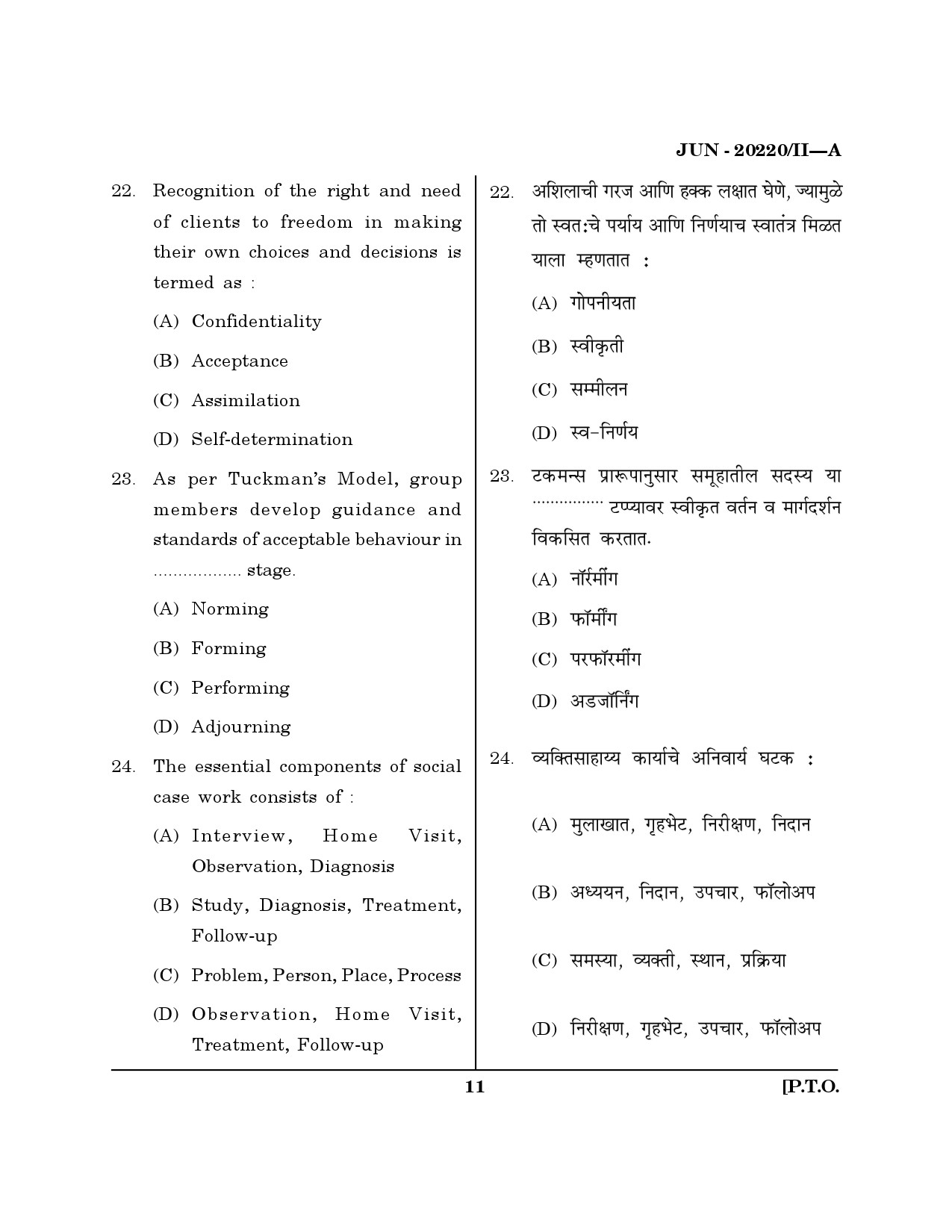 Maharashtra SET Social Work Question Paper II June 2020 10