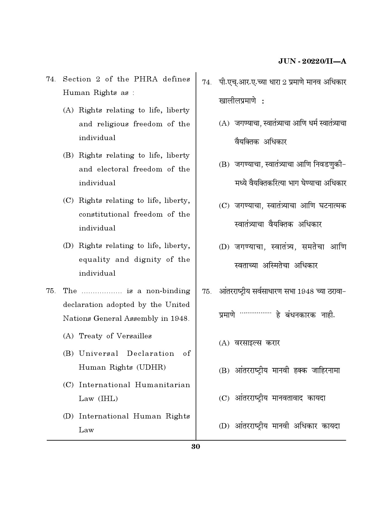Maharashtra SET Social Work Question Paper II June 2020 29