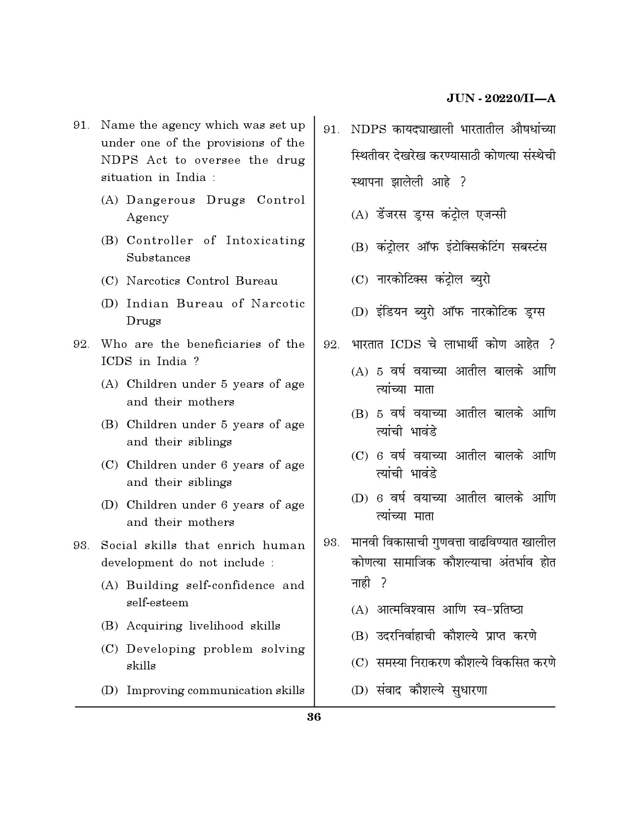 Maharashtra SET Social Work Question Paper II June 2020 35