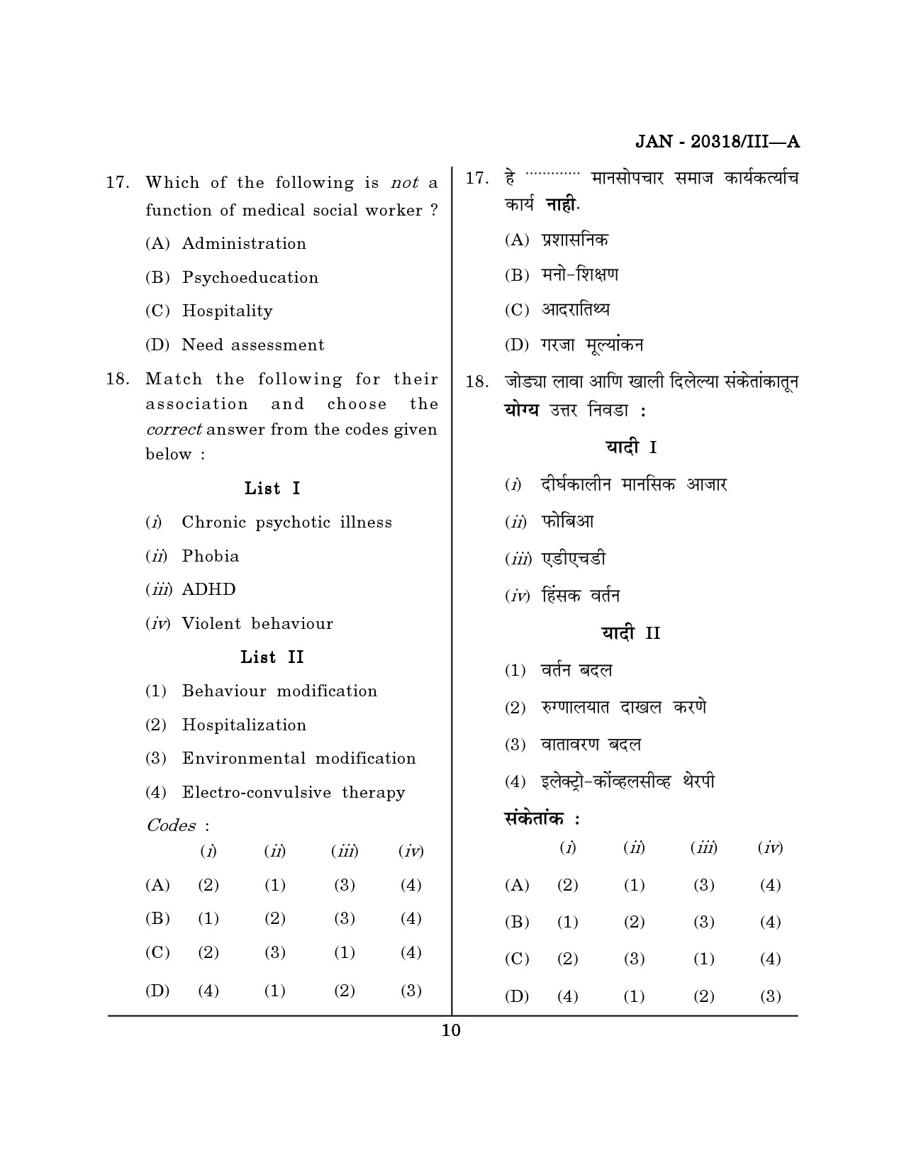 Maharashtra SET Social Work Question Paper III January 2018 9