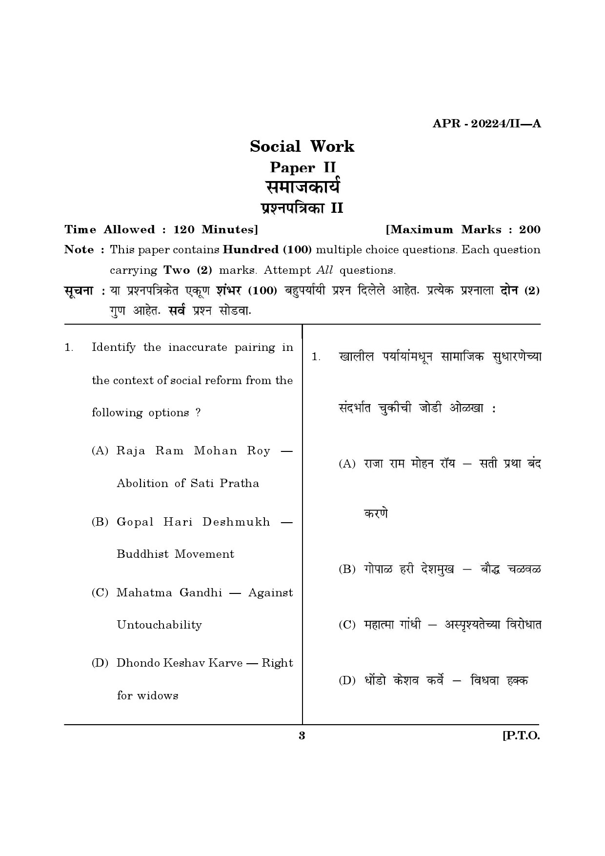 MH SET Social Work Question Paper II April 2024 2