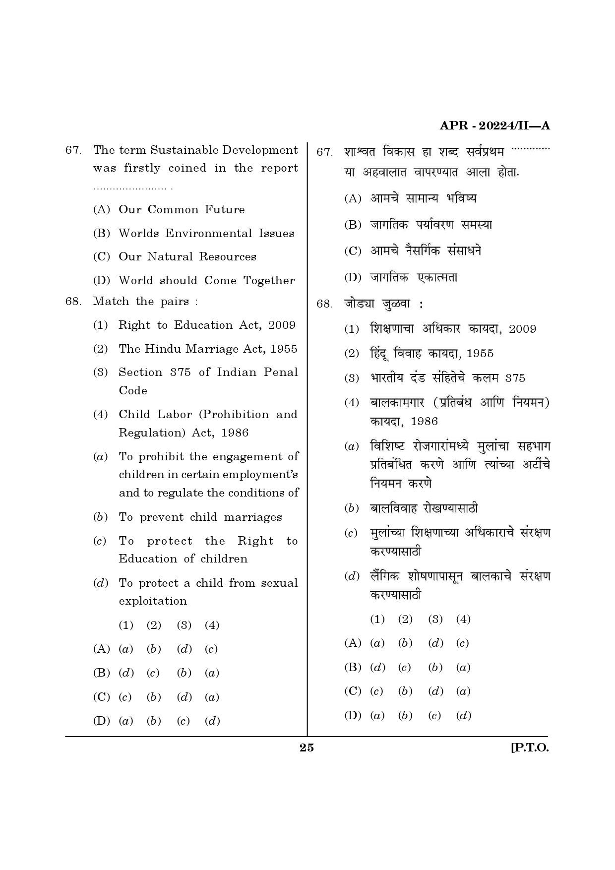 MH SET Social Work Question Paper II April 2024 24