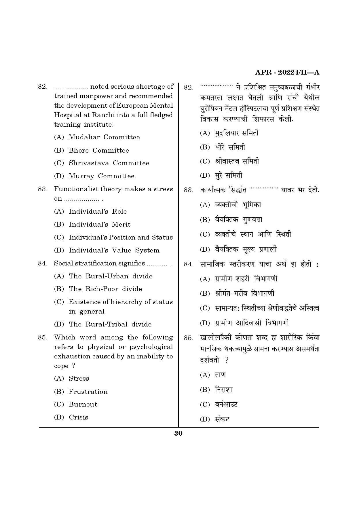 MH SET Social Work Question Paper II April 2024 29