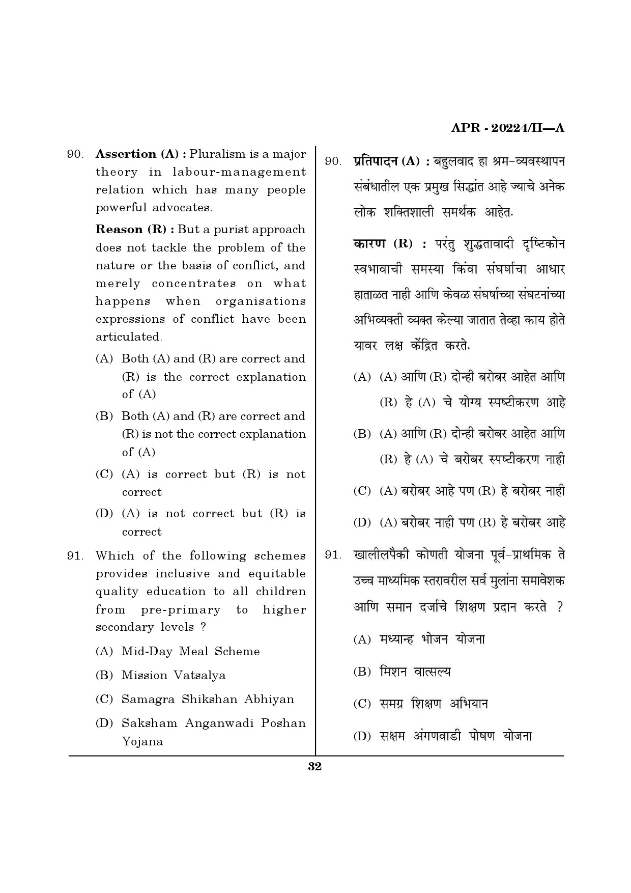 MH SET Social Work Question Paper II April 2024 31