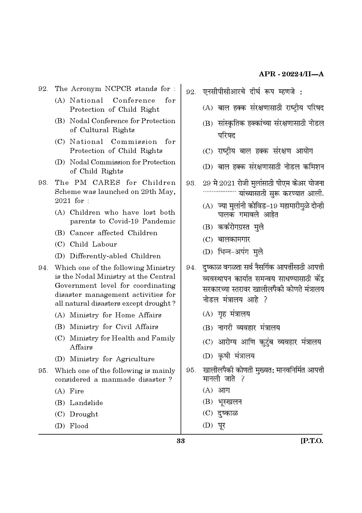 MH SET Social Work Question Paper II April 2024 32