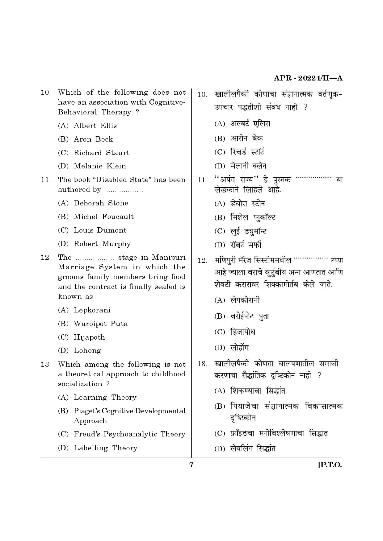 MH SET Social Work Question Paper II April 2024 6