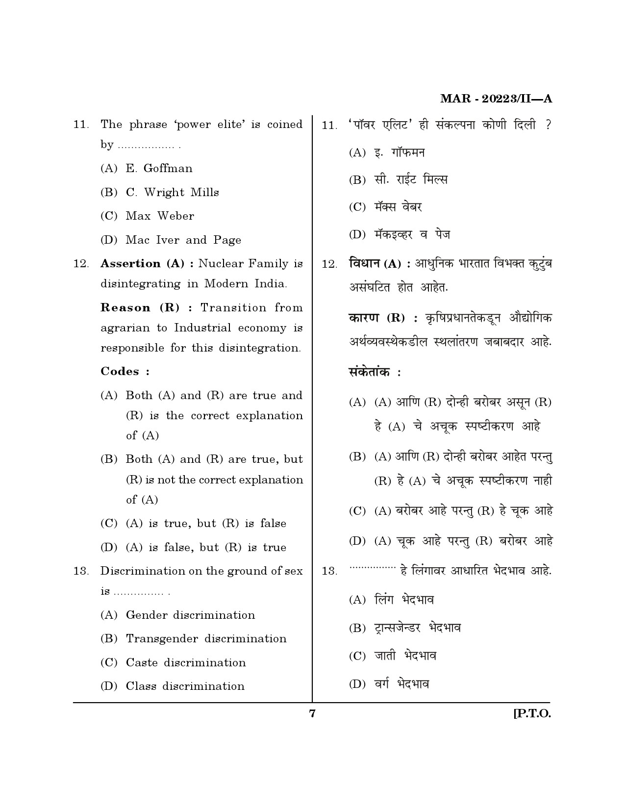 MH SET Social Work Question Paper II March 2023 6