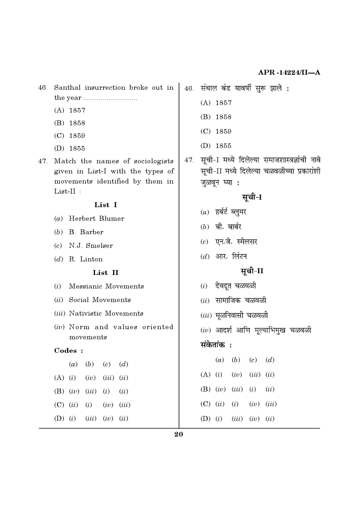 MH SET Sociology Question Paper II April 2024 19