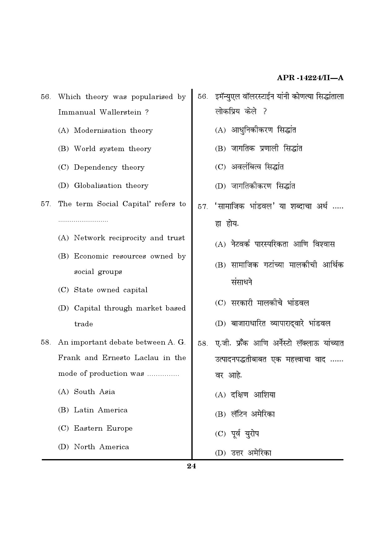 MH SET Sociology Question Paper II April 2024 23