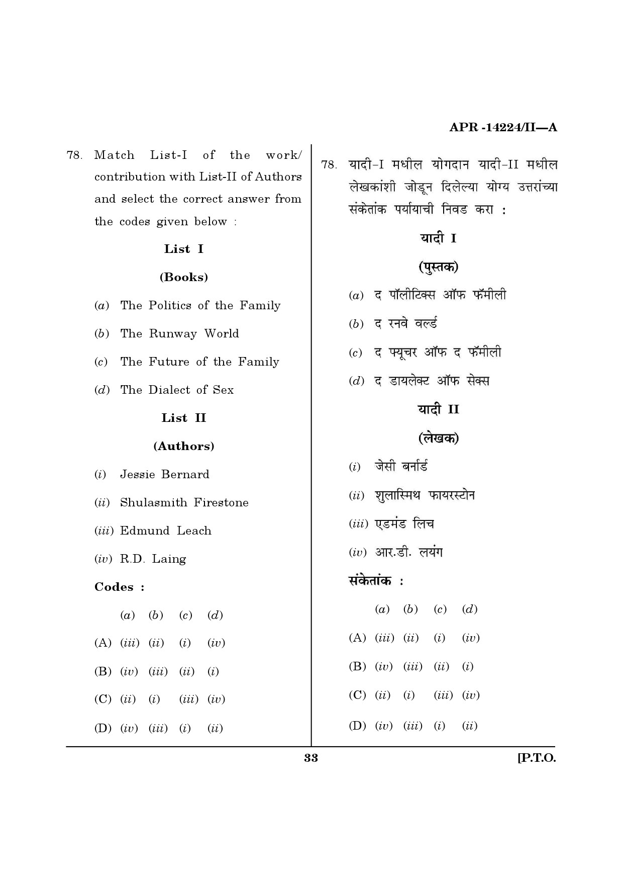 MH SET Sociology Question Paper II April 2024 32