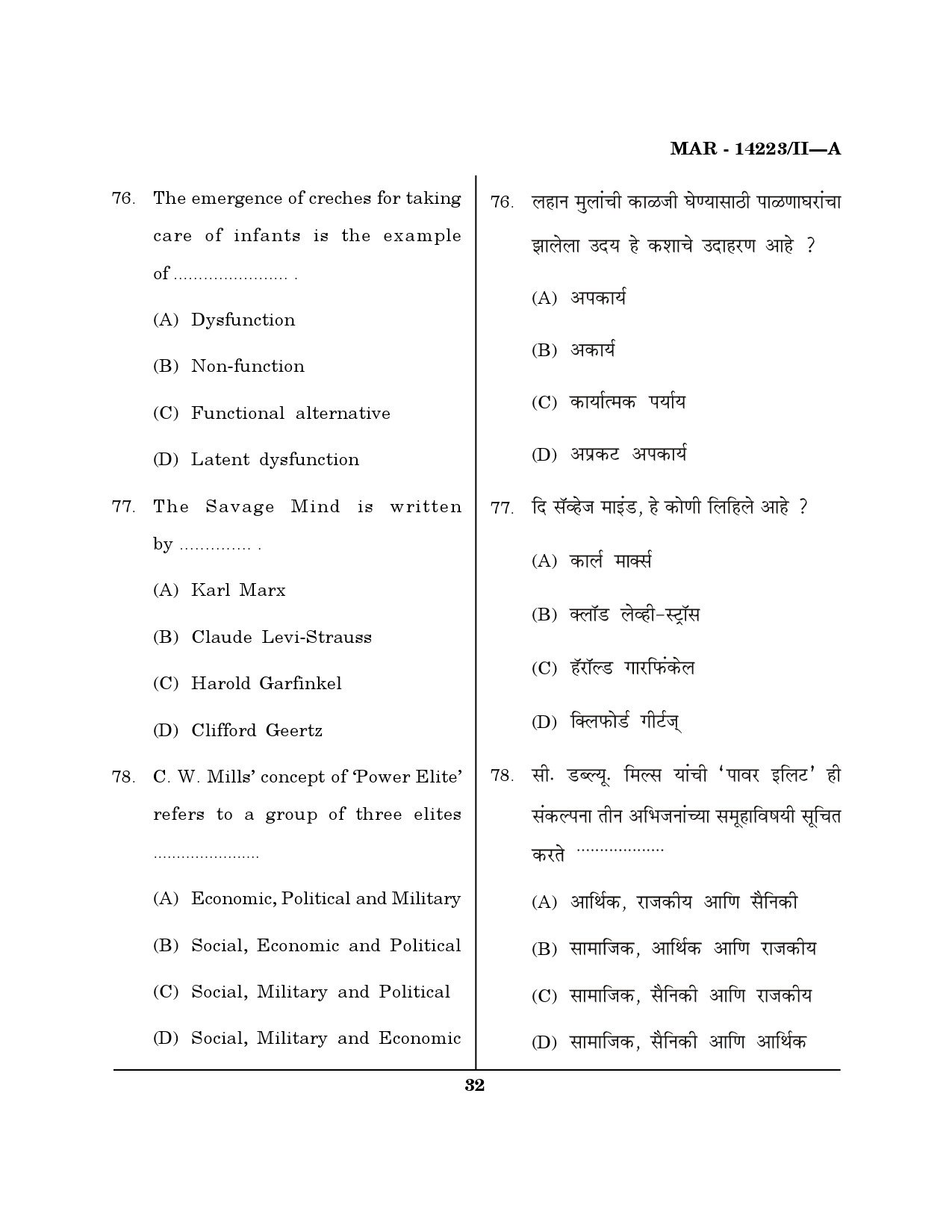 MH SET Sociology Question Paper II March 2023 31