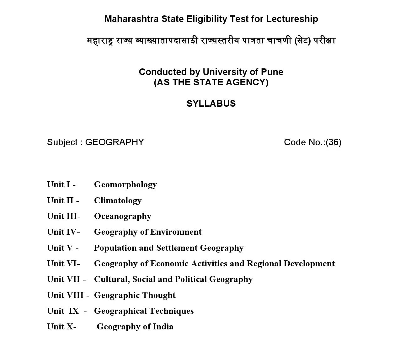 Maharashtra State Eligibility Test Geography Syllabus 2023 1