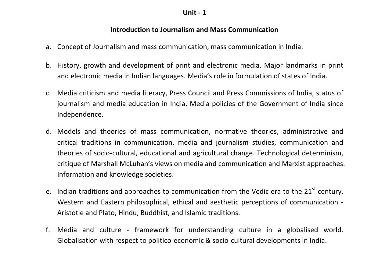 Maharashtra State Eligibility Test Journalism and Mass Communication Syllabus 2023 2