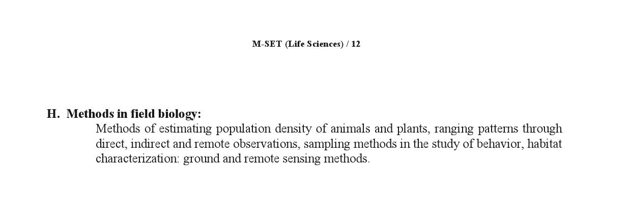 Maharashtra State Eligibility Test Life Sciences Syllabus 2023 12