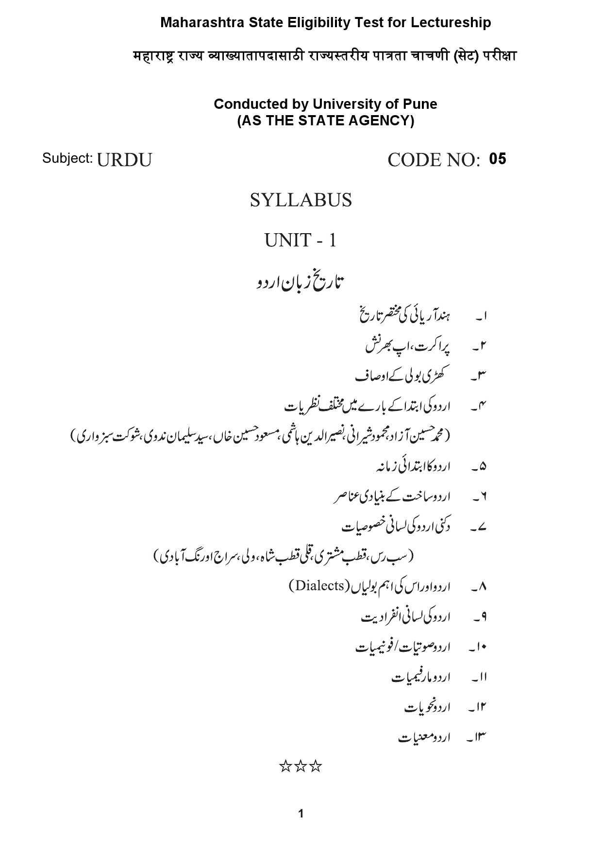 Maharashtra State Eligibility Test Urdu Syllabus 2023 1