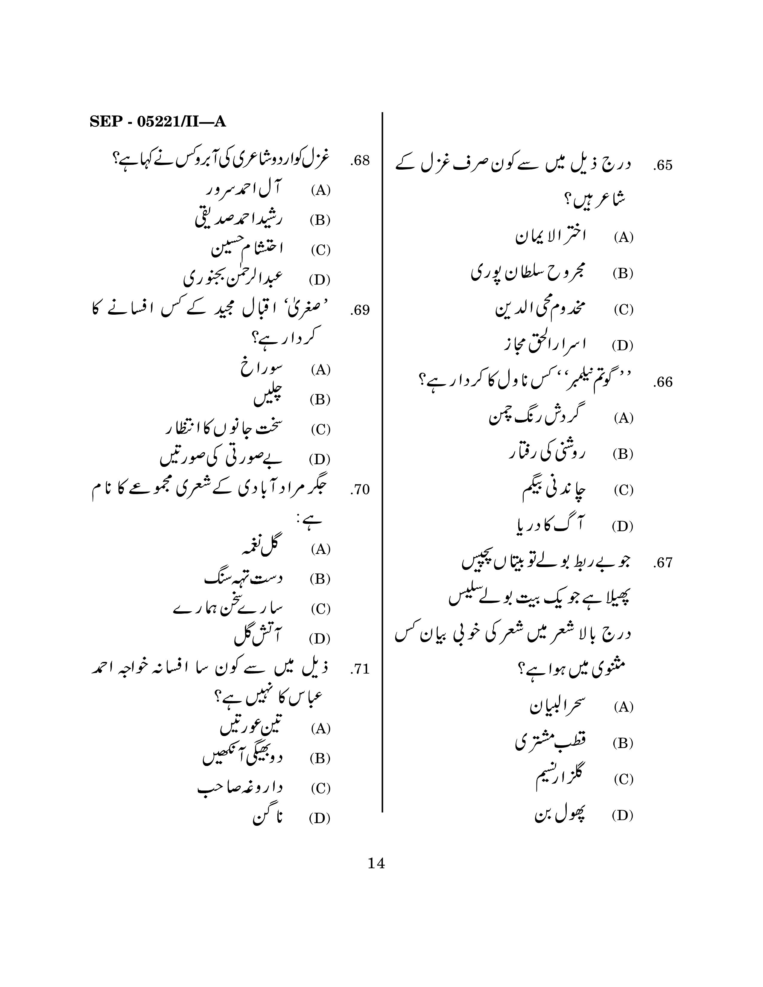 Maharashtra SET Urdu Exam Question Paper September 2021 13