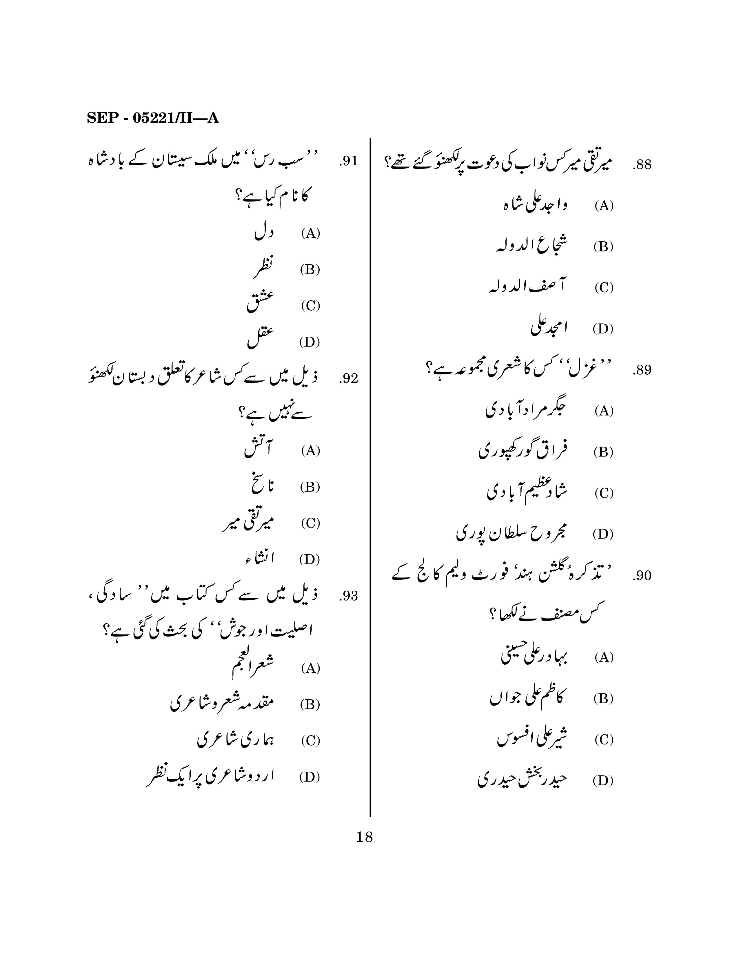 Maharashtra SET Urdu Exam Question Paper September 2021 17