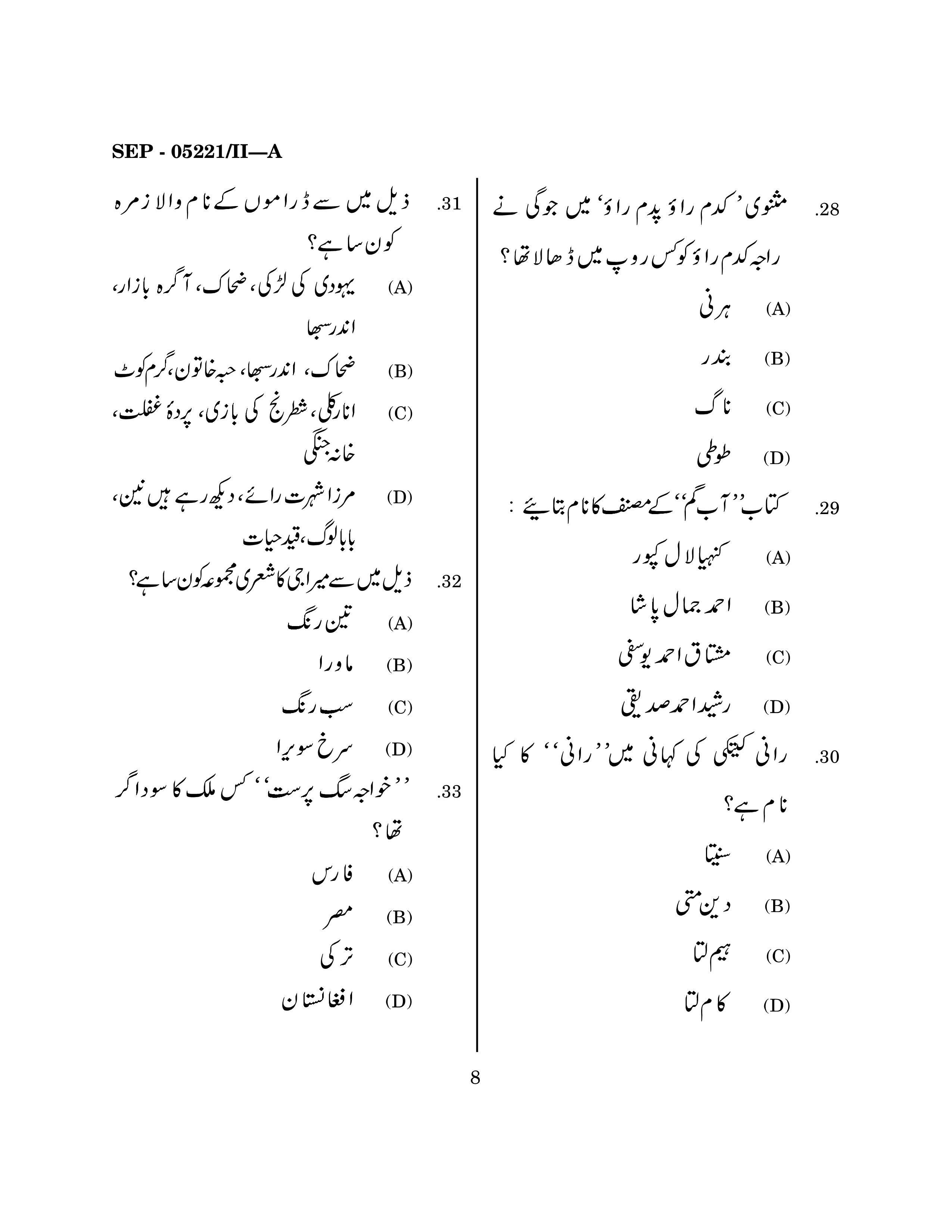 Maharashtra SET Urdu Exam Question Paper September 2021 7