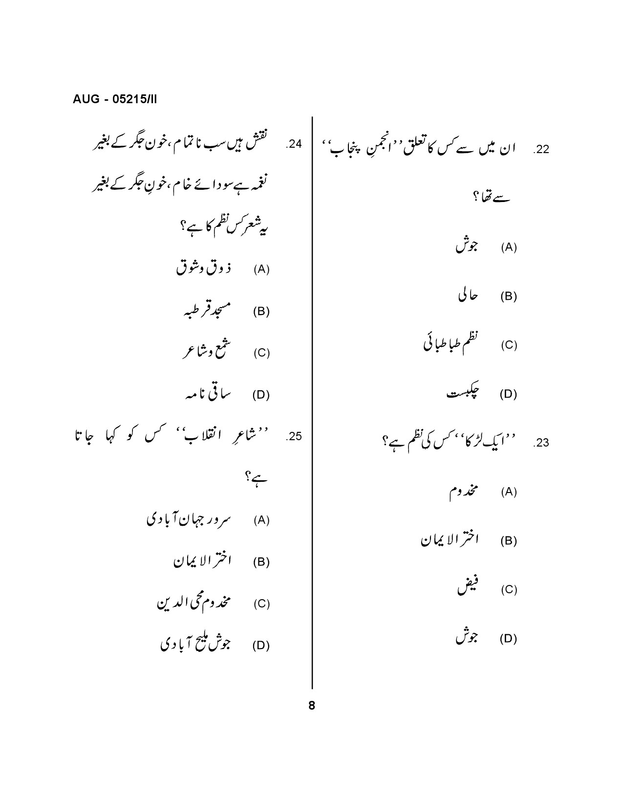 Maharashtra SET Urdu Question Paper II August 2015 6