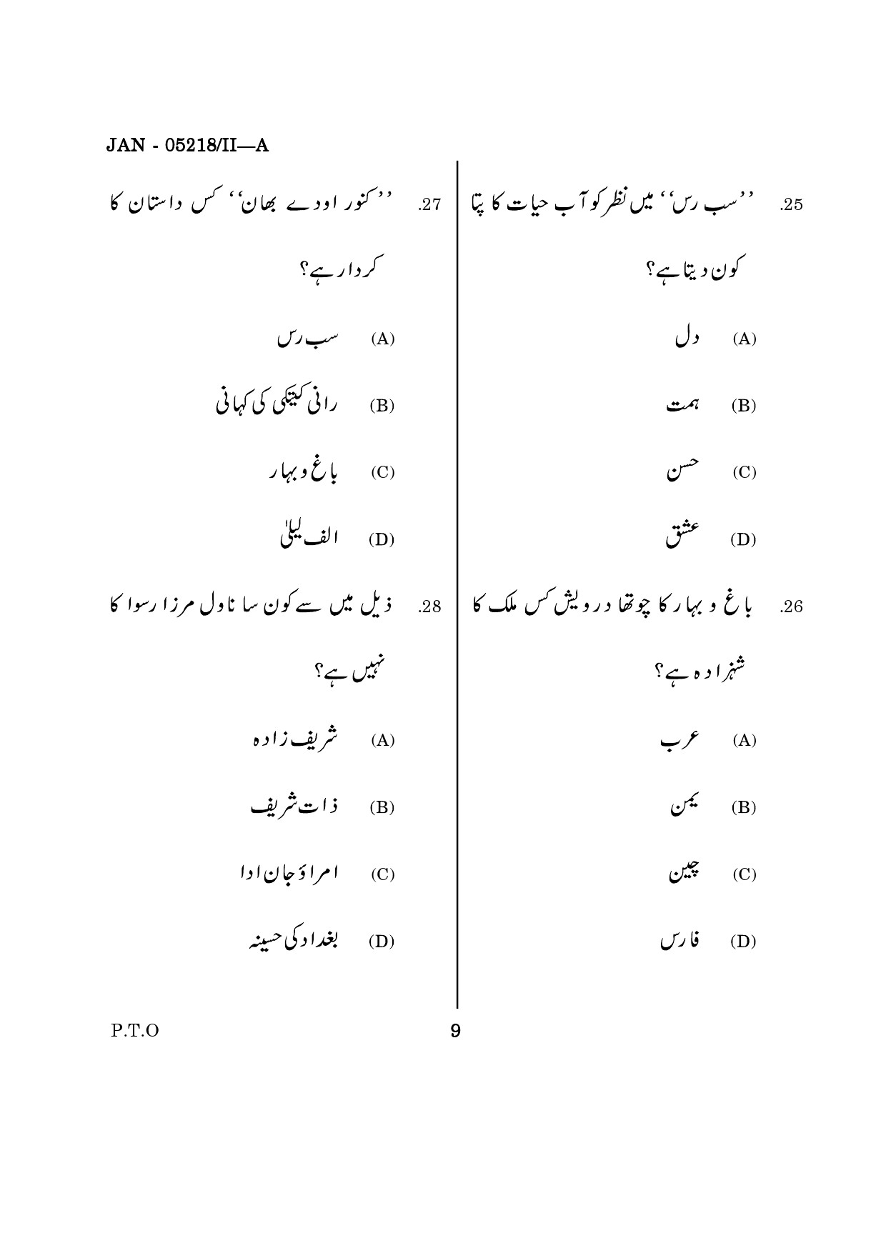 Maharashtra SET Urdu Question Paper II January 2018 8