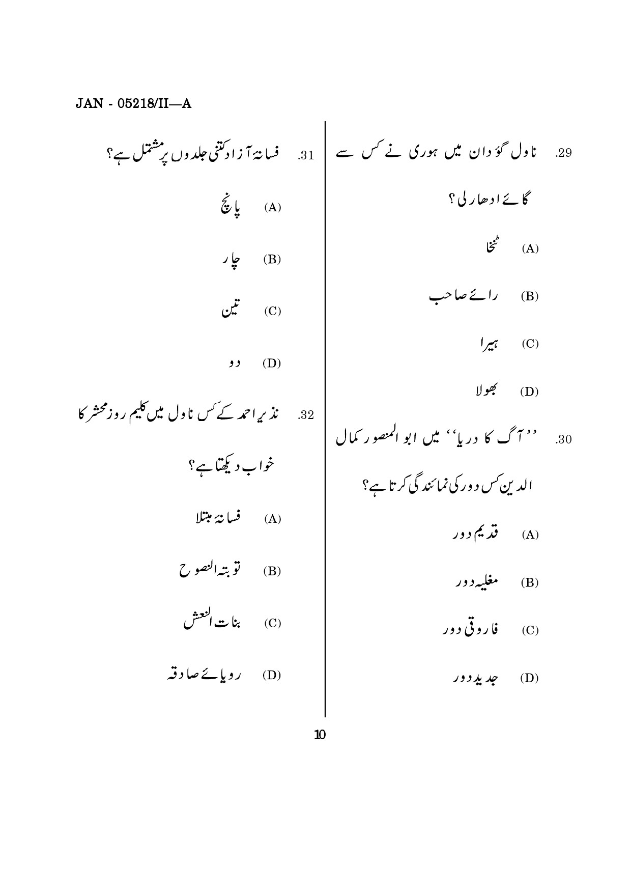 Maharashtra SET Urdu Question Paper II January 2018 9