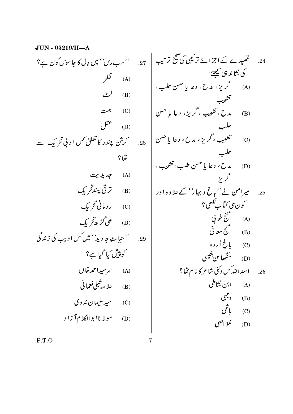 Maharashtra SET Urdu Question Paper II June 2019 6