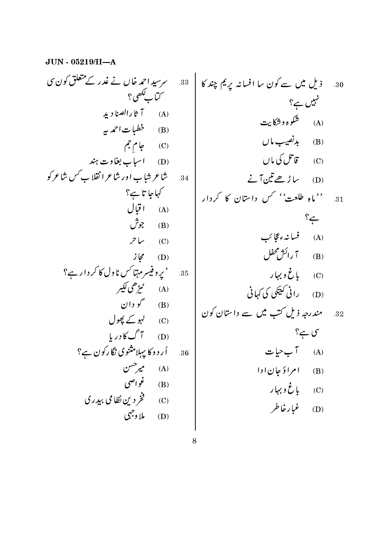 Maharashtra SET Urdu Question Paper II June 2019 7