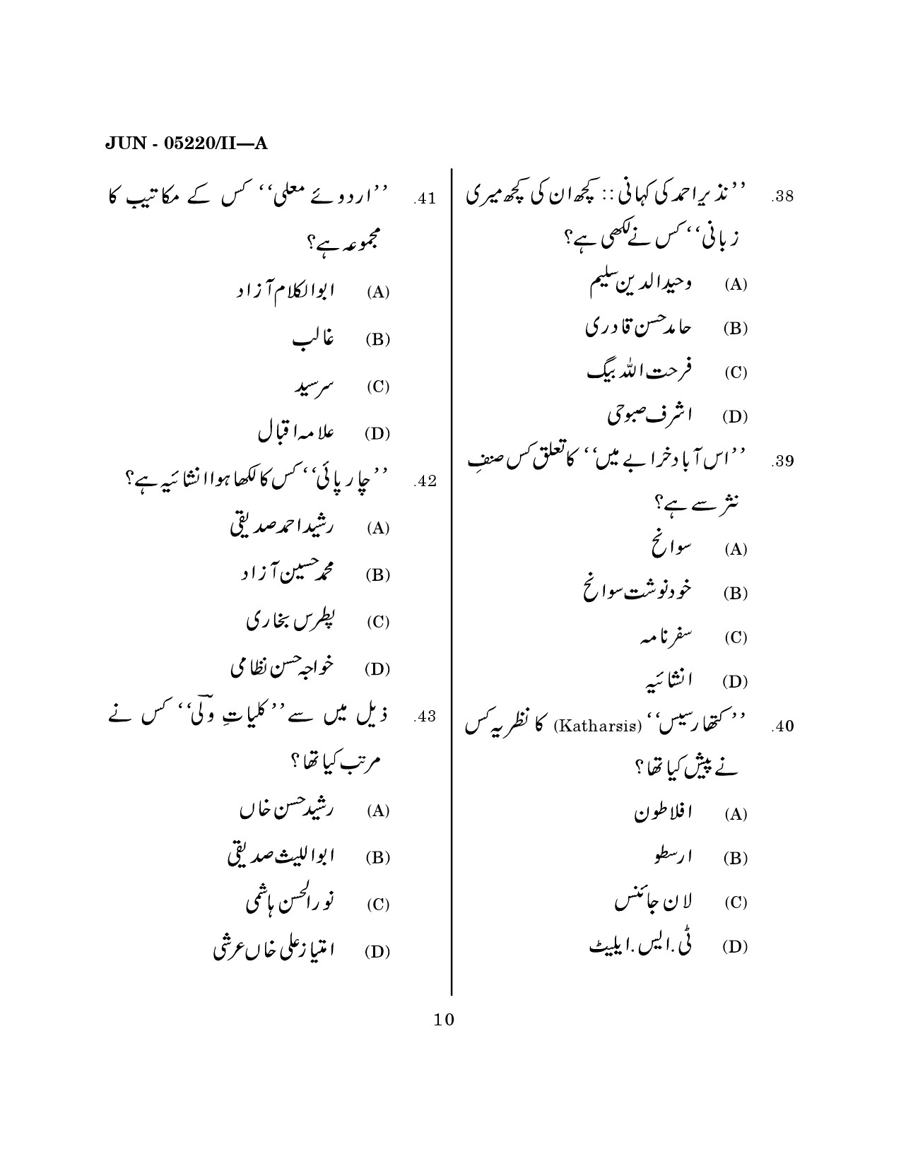 Maharashtra SET Urdu Question Paper II June 2020 9