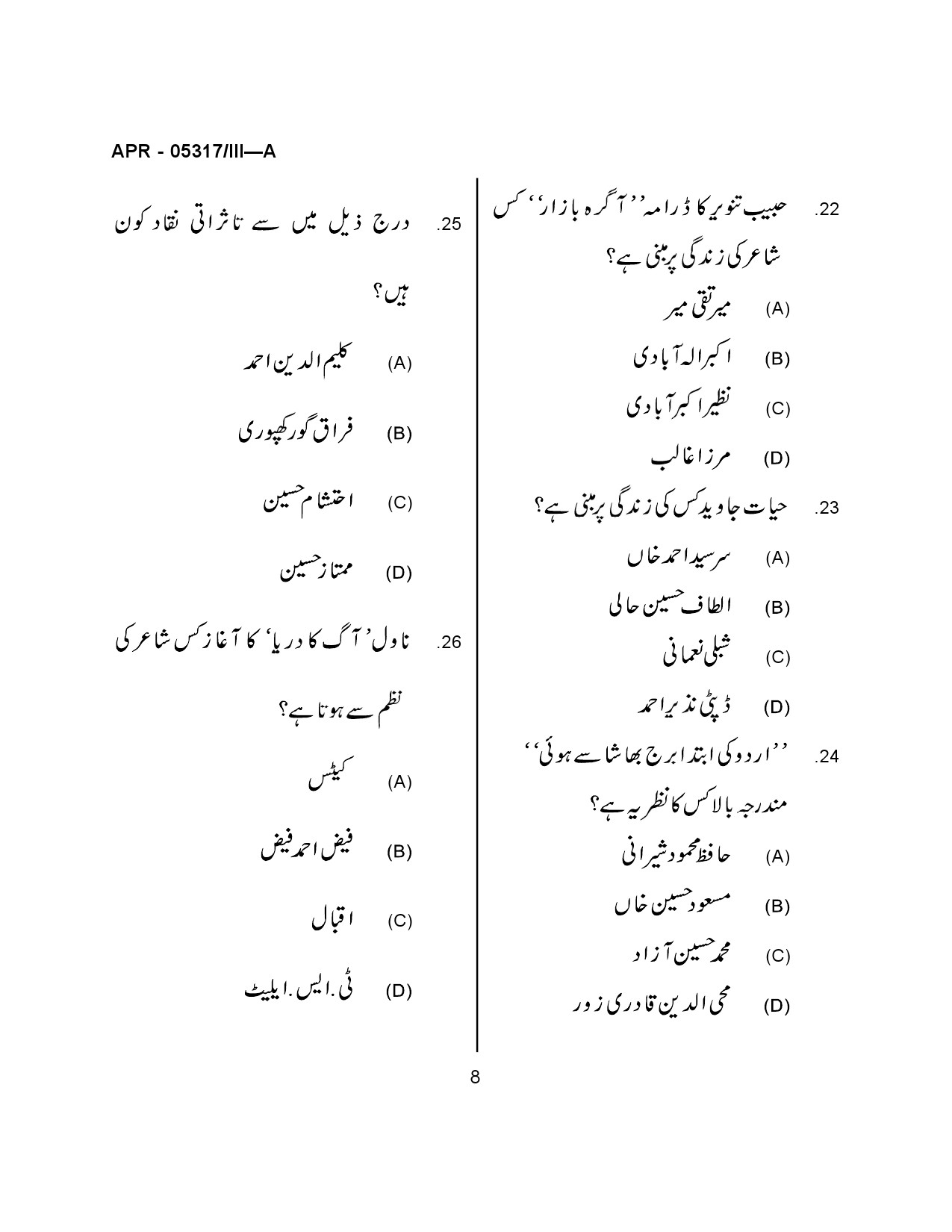 Maharashtra SET Urdu Question Paper III April 2017 6