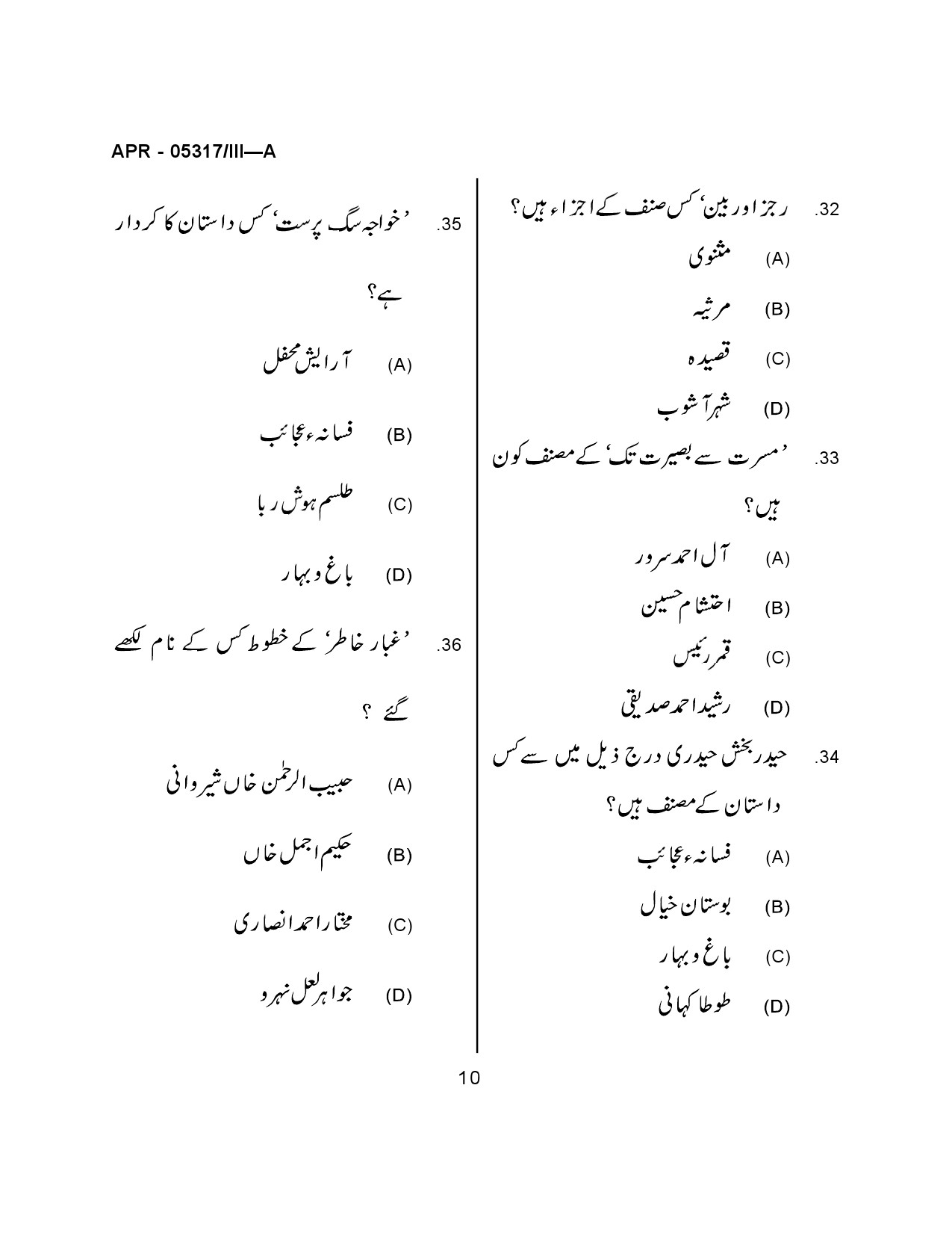 Maharashtra SET Urdu Question Paper III April 2017 8