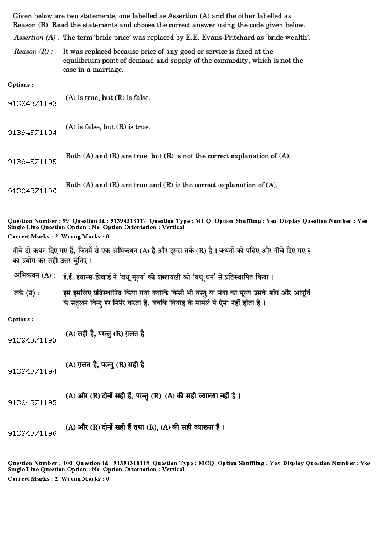 UGC NET Anthropology Question Paper December 2018 88