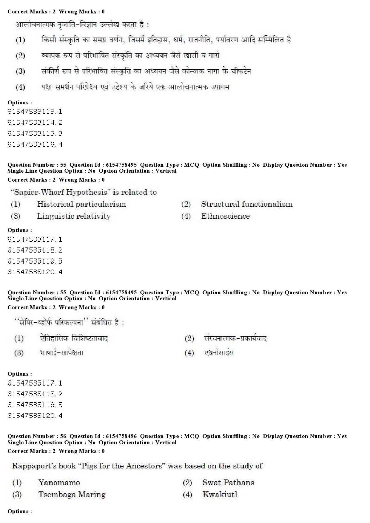 UGC NET Anthropology Question Paper December 2019 56