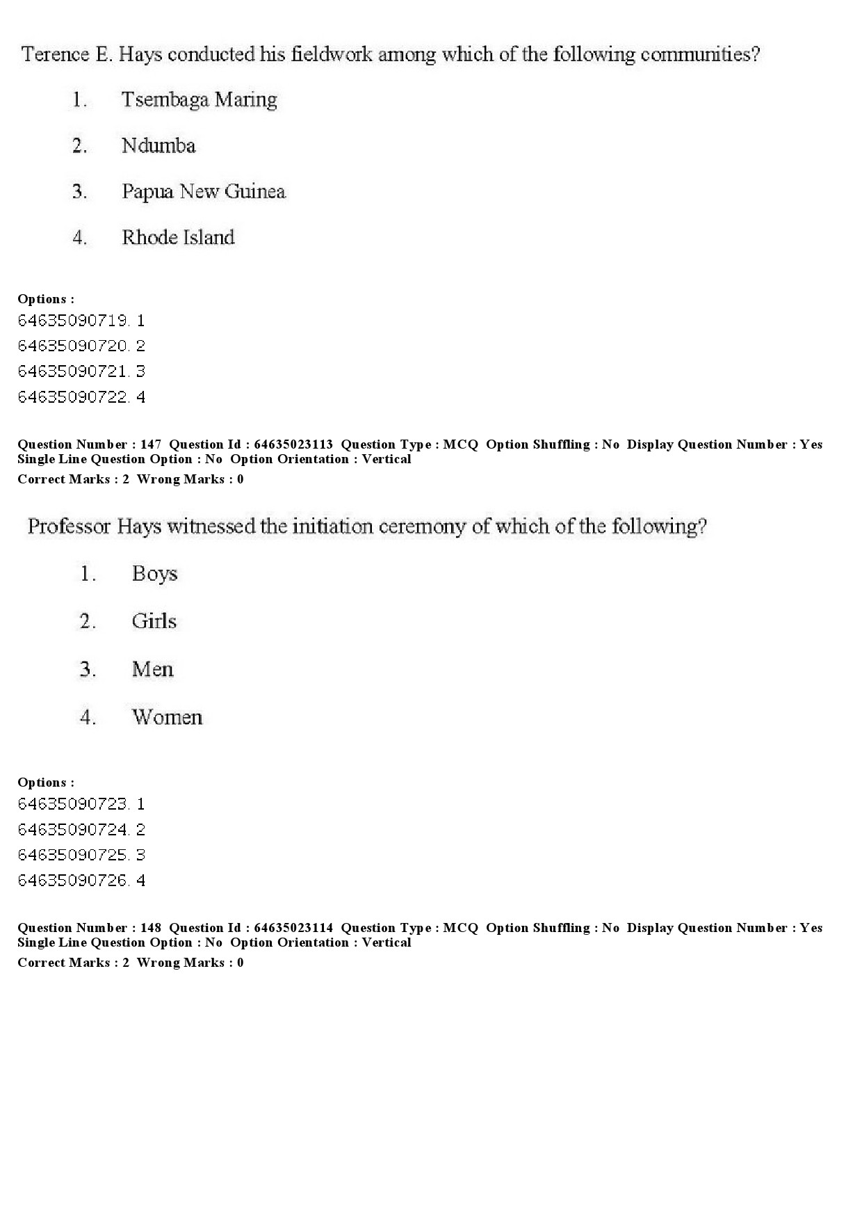 UGC NET Anthropology Question Paper June 2019 151