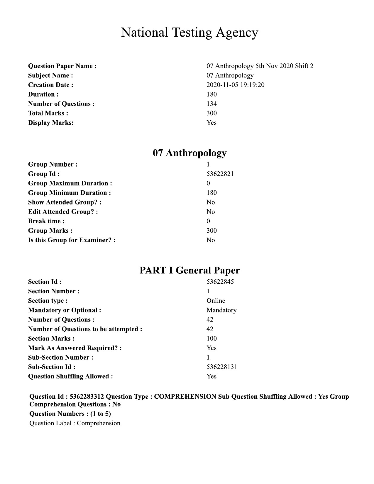 UGC NET Anthropology Question Paper September 2020 1