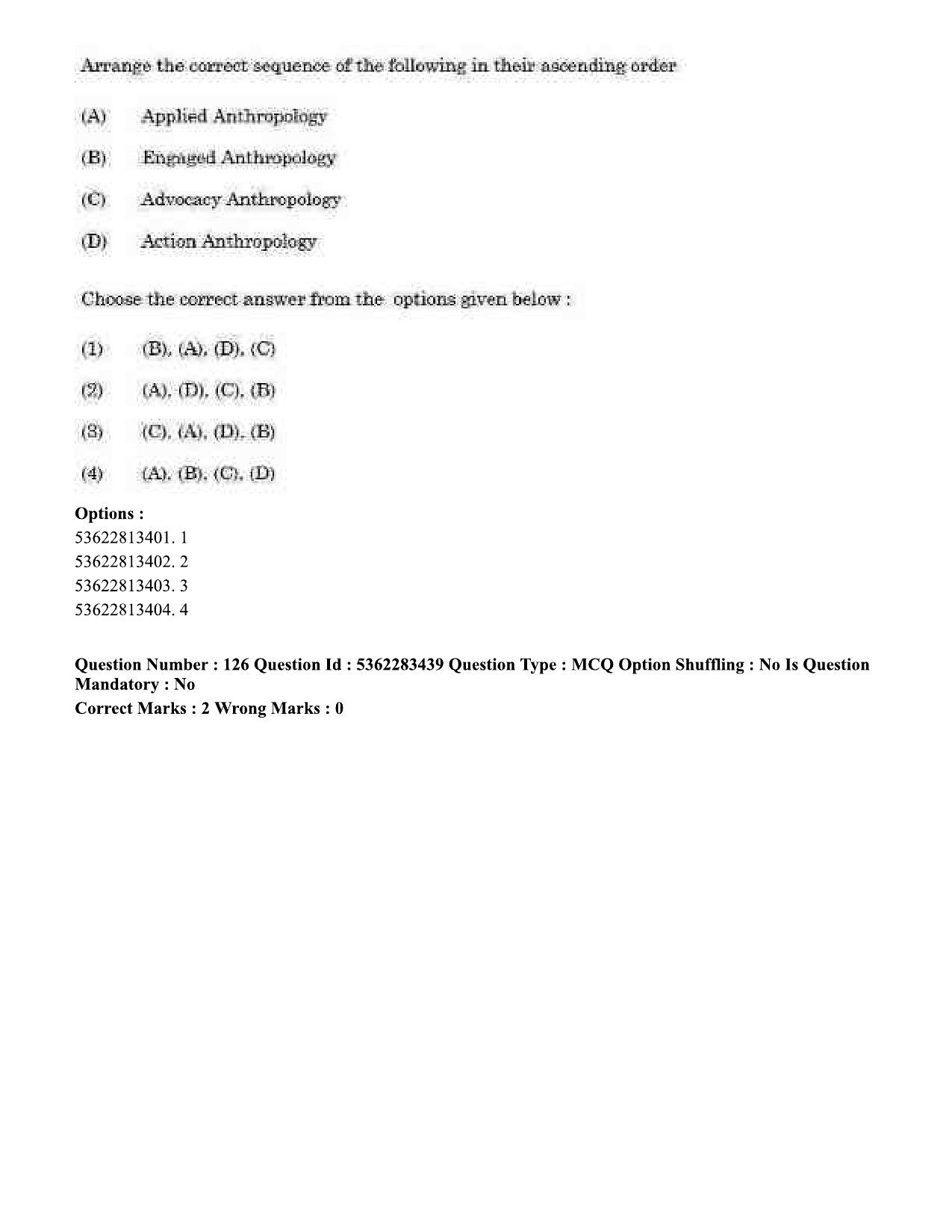 UGC NET Anthropology Question Paper September 2020 149