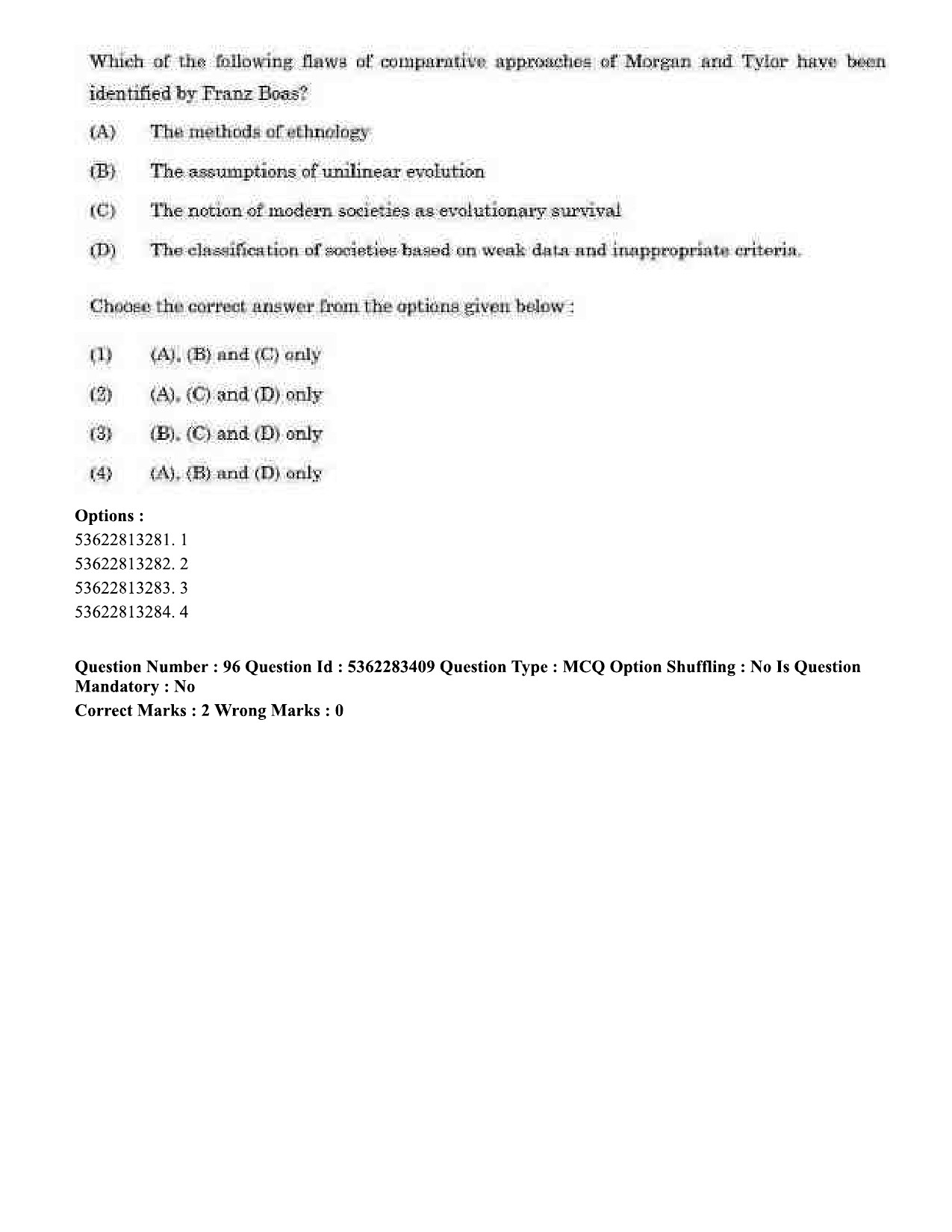 UGC NET Anthropology Question Paper September 2020 91