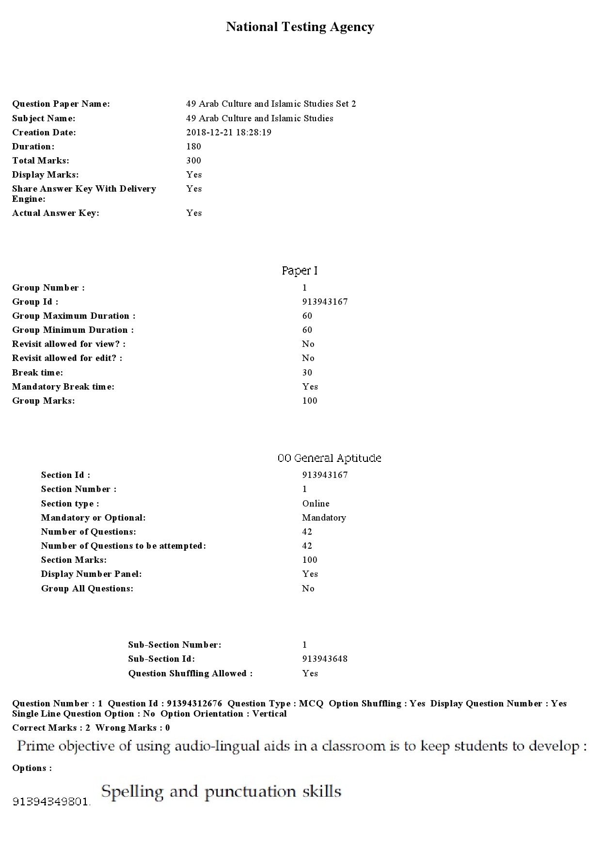 UGC NET Arab Culture and Islamic Studies Question Paper December 2018 1