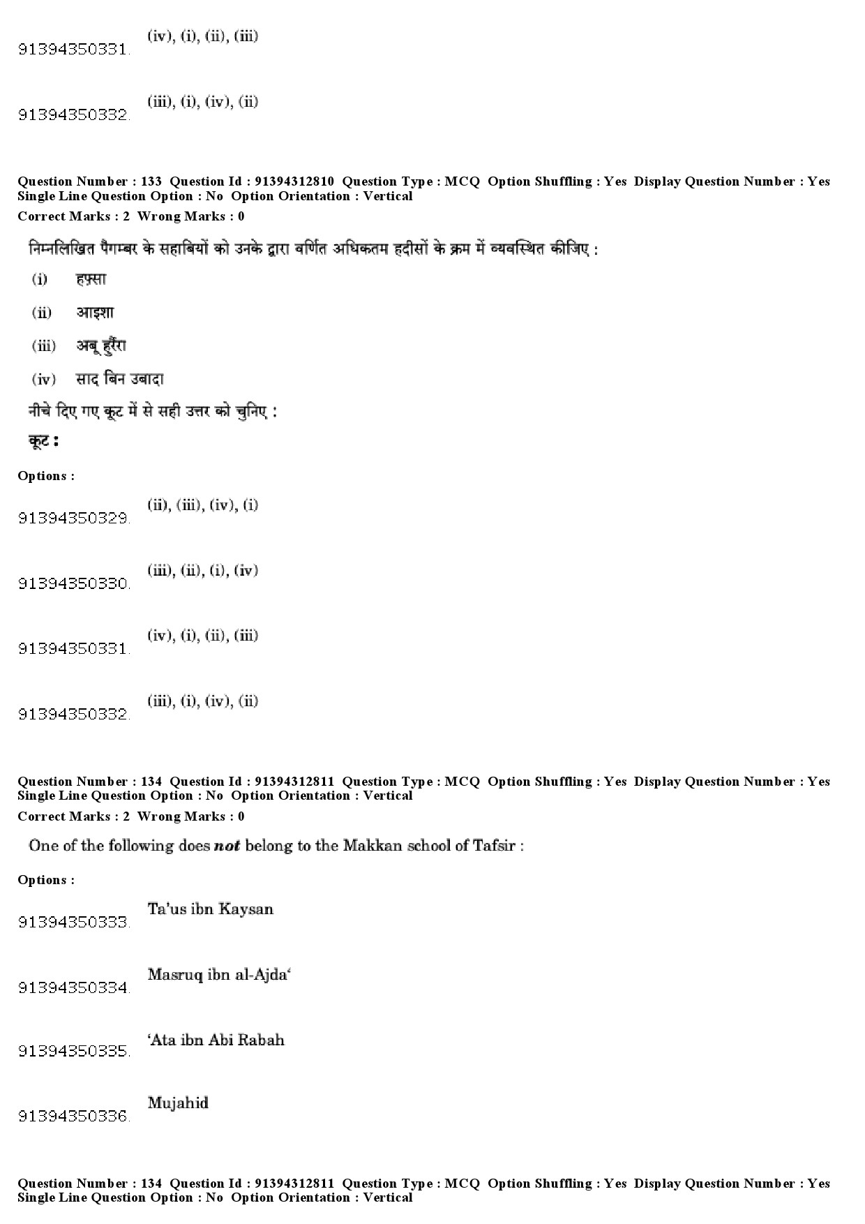 UGC NET Arab Culture and Islamic Studies Question Paper December 2018 108