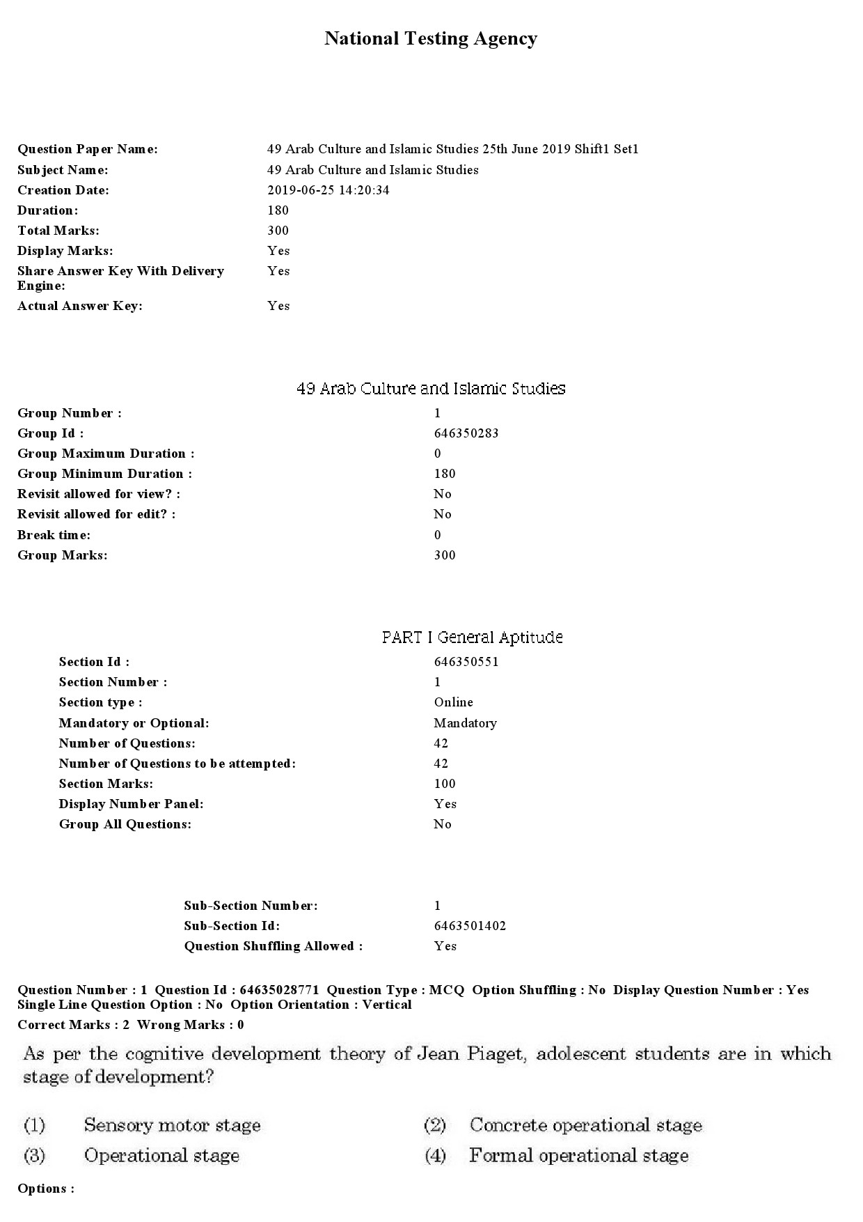 UGC NET Arab Culture and Islamic Studies Question Paper June 2019 1