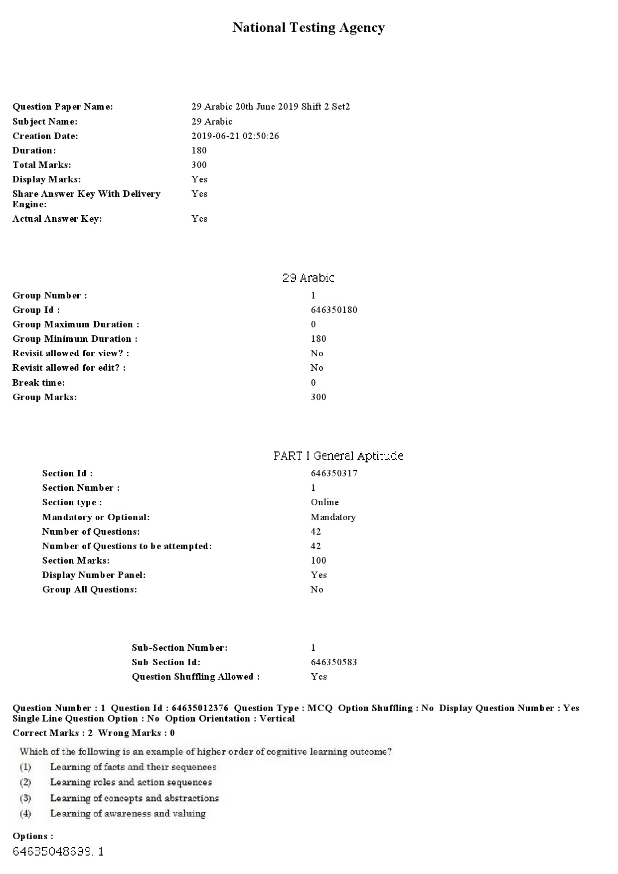 UGC NET Arabic Question Paper June 2019 1