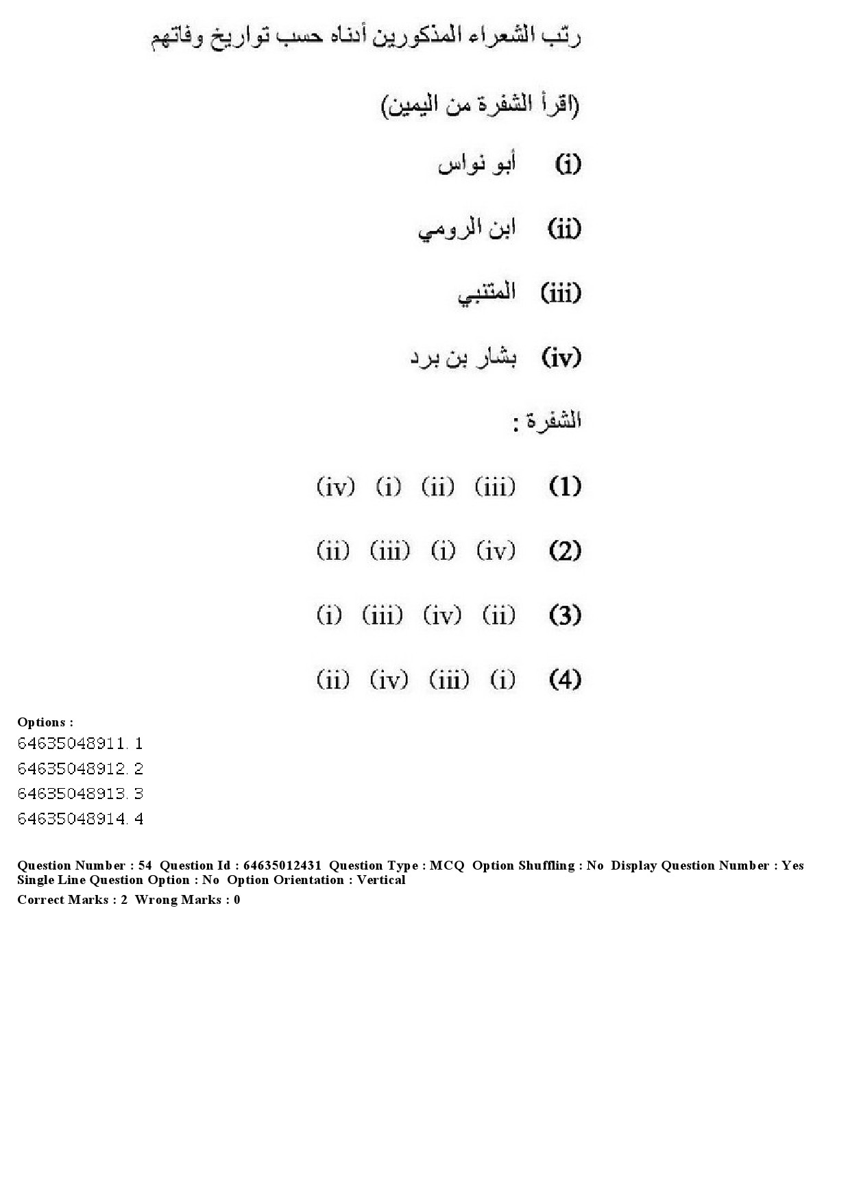 UGC NET Arabic Question Paper June 2019 40