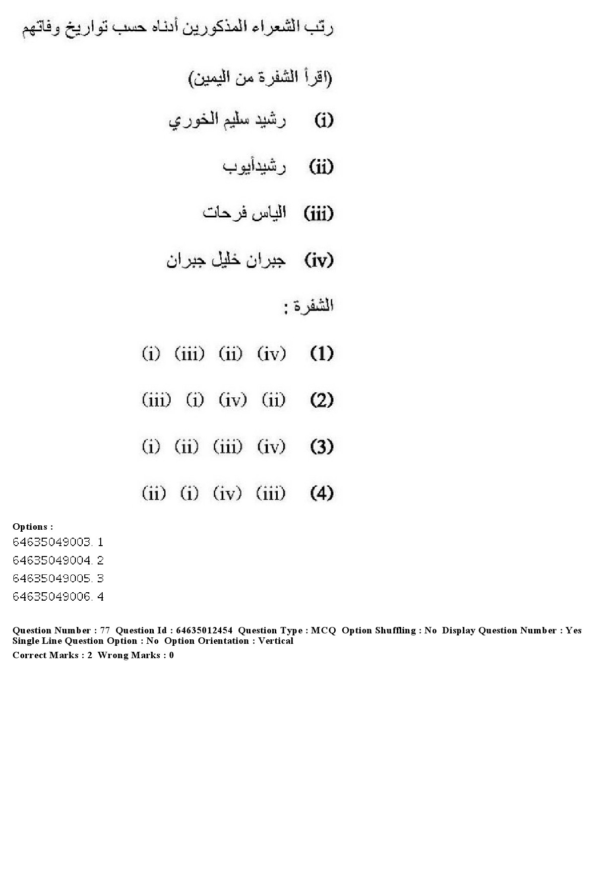 UGC NET Arabic Question Paper June 2019 66