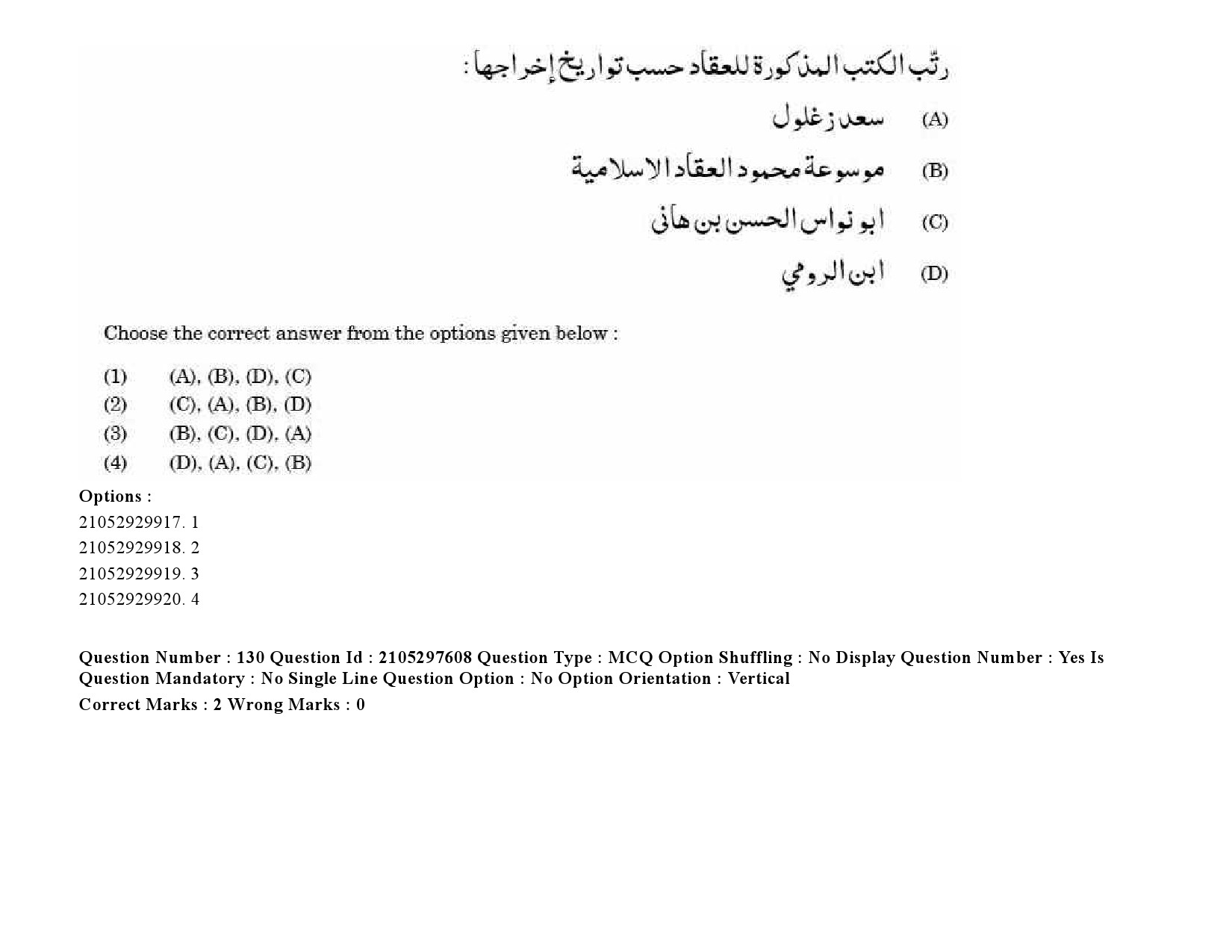 UGC NET Arabic Question Paper September 2020 185