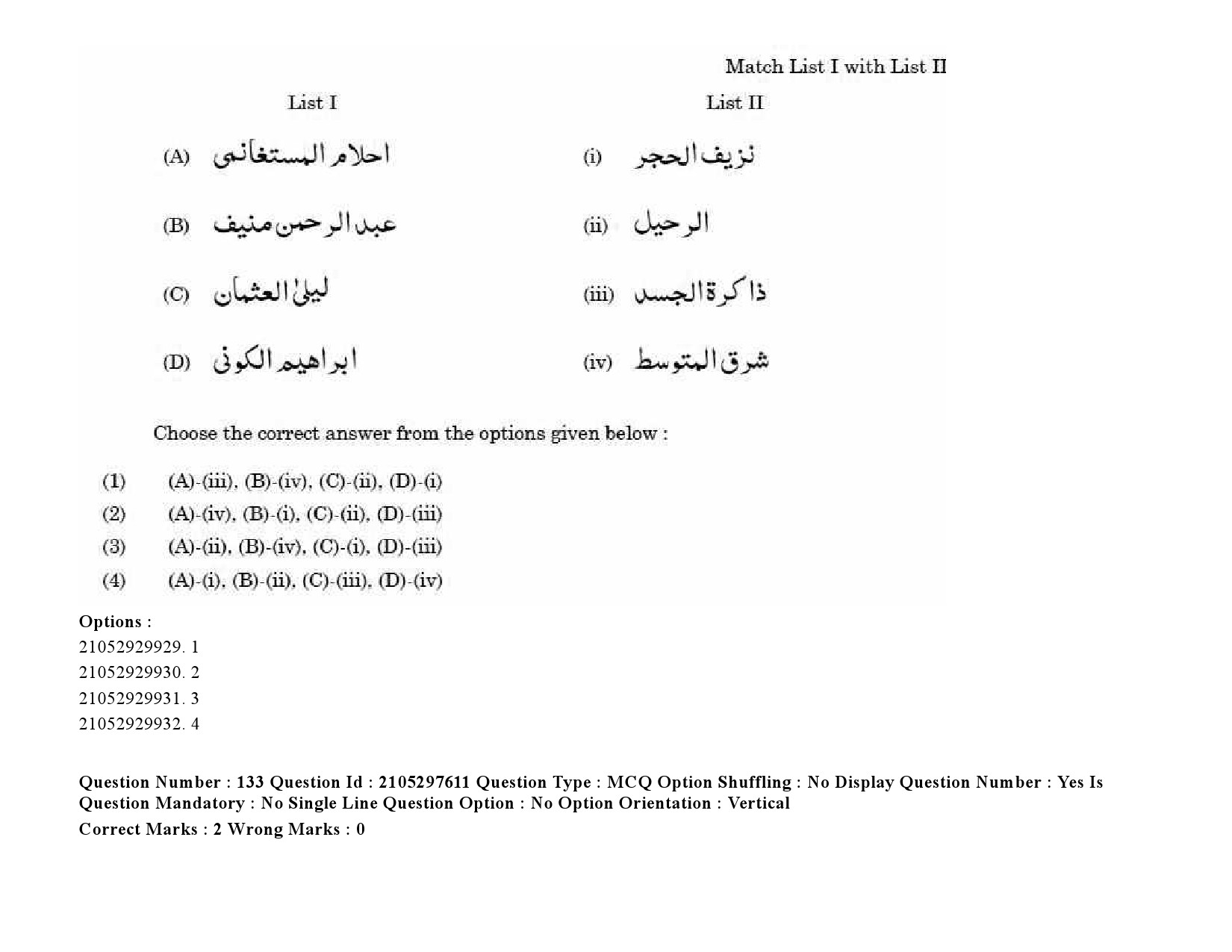 UGC NET Arabic Question Paper September 2020 191